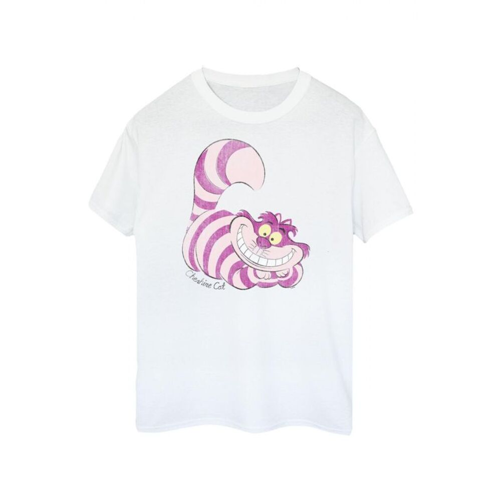 Alice In Wonderland Womens/Ladies Cheshire Cat Boyfriend T-Shirt / White/Pink/Pu